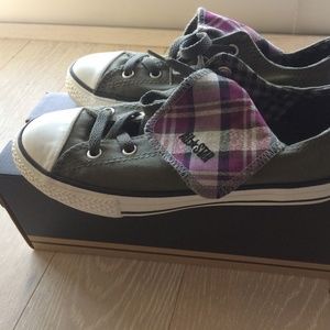 NEW Converse Charcoal/Plaid olive purple